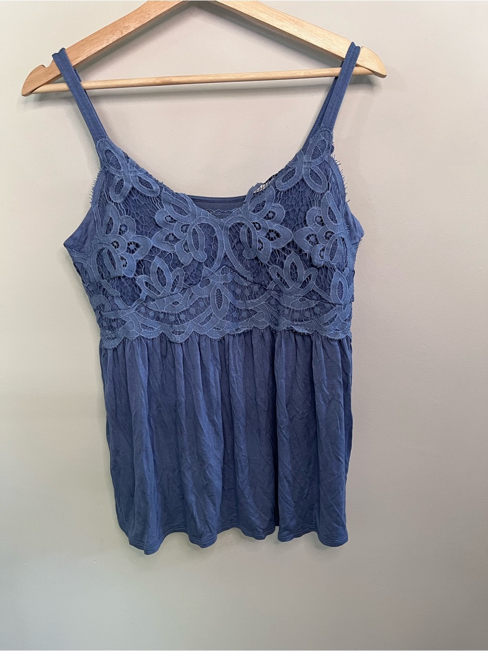 Cupio Blue Lace Empire Waist Babydoll Cami Tank Top Medium